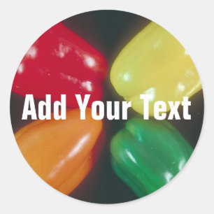 Adesivo Redondo Fundo das pimentas para o texto feito sob