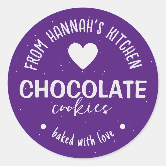 Adesivo Redondo Fundo De Brilho Roxo Com Amor (Frente)