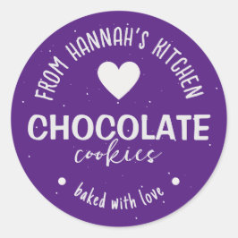 Adesivo Redondo Fundo De Brilho Roxo Com Amor