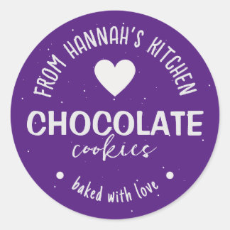 Adesivo Redondo Fundo De Brilho Roxo Com Amor