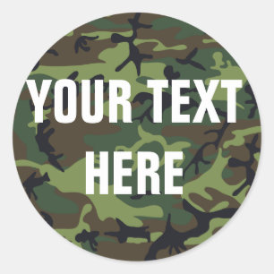 Adesivo Redondo Fundo de Camuflagem para Texto Personalizado