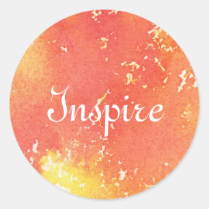 Adesivo Redondo fundo de cor d'água pintado manualmente com abstra