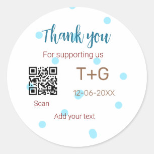 Adesivo Redondo Fundo de lua de mel Adicionar código Q R Nome do c