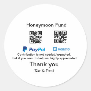 Adesivo Redondo Fundo de lua de mel PayPal Venmo código QR obrigad