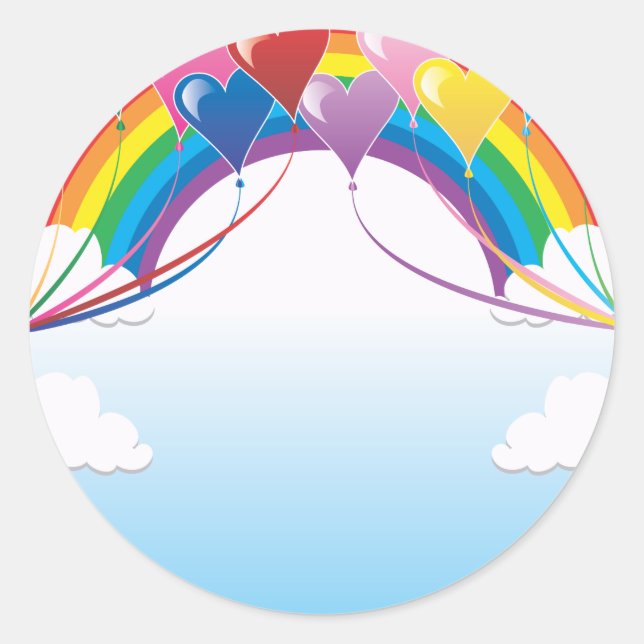Adesivo Redondo Fundo do Balão do Coração (Frente)