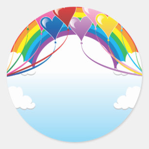 Adesivo Redondo Fundo do Balão do Coração