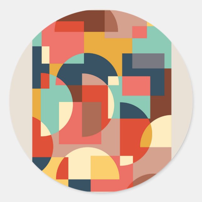 Adesivo Redondo fundo do círculo geométrico abstrato (Frente)