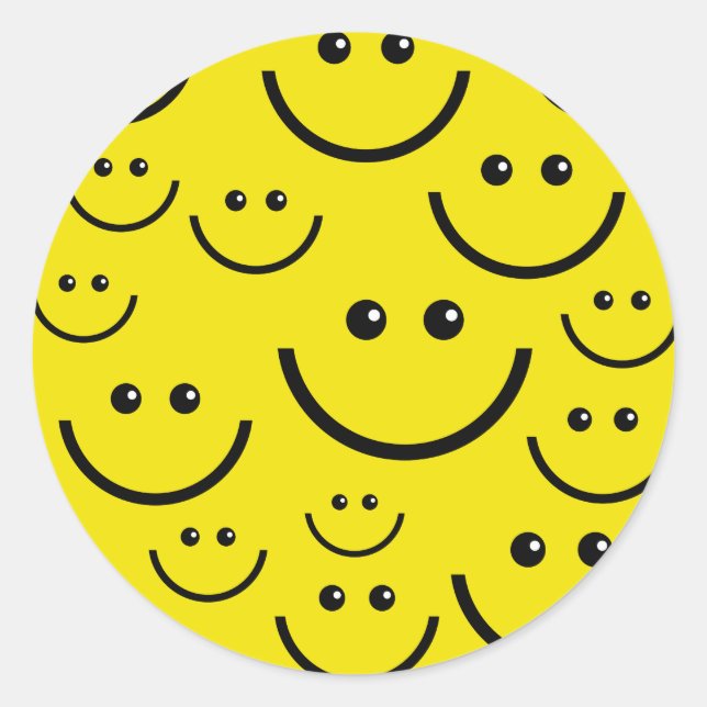 Adesivo Redondo Fundo do rosto sorridente (Frente)