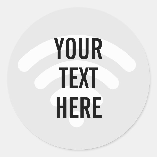 Adesivo Redondo Fundo do símbolo WiFi com qualquer texto (Frente)