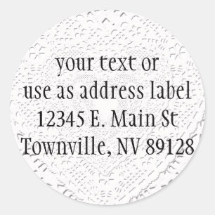 Adesivo Redondo Fundo do Tecido de rendas brancas falsas