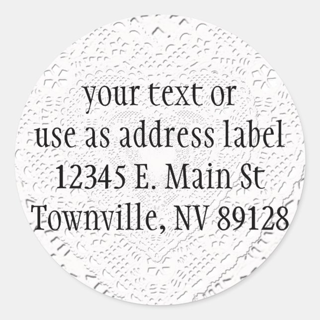 Adesivo Redondo Fundo do Tecido de rendas brancas falsas (Frente)