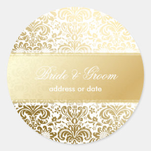 Adesivo Redondo Fundo Fidora Vintage Damask/DIY da PixDezines