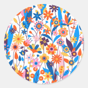 Adesivo Redondo Fundo Floral Multicolor Exótico-32939