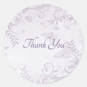 Adesivo Redondo Fundo floral roxo obrigado clássico redondo
