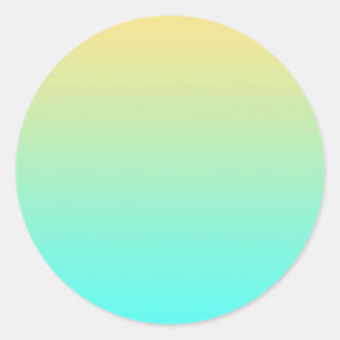 Adesivo Redondo Fundo Gradiente Pastel Turquesa Amarelo
