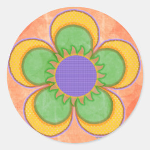 Adesivo Redondo Fundo Laranja da Flor Polkadot Amarela