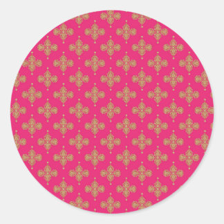 Adesivo Redondo fundo magenta cor-de-rosa-ouro