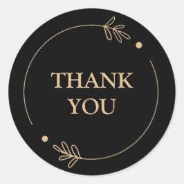 Adesivo Redondo Fundo Negro Obrigado