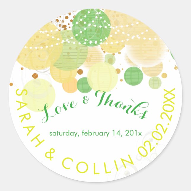 Adesivo Redondo Fundo PixDezines amarelo/verde/lanternas/preto (Frente)