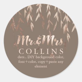 Adesivo Redondo Fundo PixDezines Willow/Faux Rosa Dourado/DIY