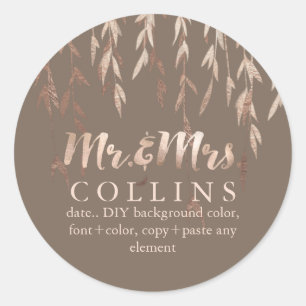 Adesivo Redondo Fundo PixDezines Willow/Faux Rosa Dourado/DIY