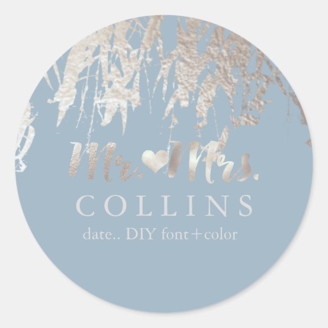 Adesivo Redondo Fundo PixDezines Willow/Faux Silver Foil/DIY (Frente)