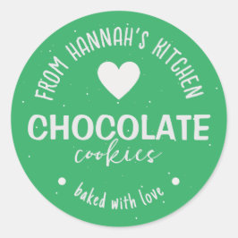 Adesivo Redondo Fundo Verde-Mar Espalhado Com Amor