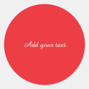 Adesivo Redondo Fundo vermelho, texto branco, modelo