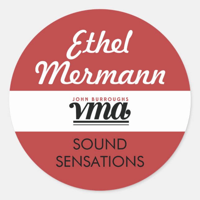 Adesivo Redondo Fundo Vermelho VMA JBHS com Script Branco (Frente)