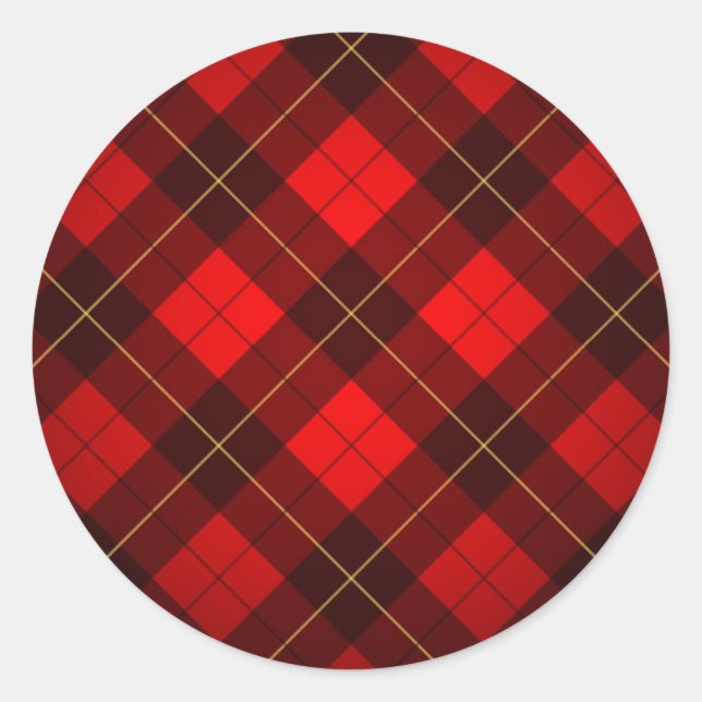 Adesivo Redondo Fundo Wallace Tartan (Frente)