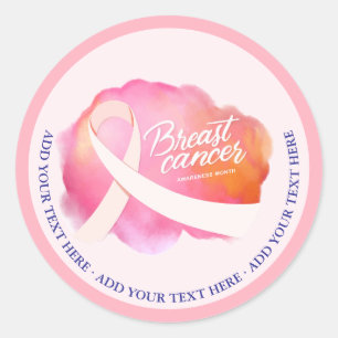 Adesivo Redondo Fundraiser de sensibilização para o Cancer, de fit
