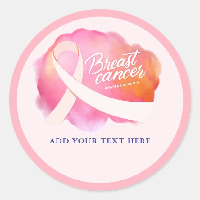 Adesivo Redondo Fundraiser de sensibilização para o Cancer, de fit (Frente)