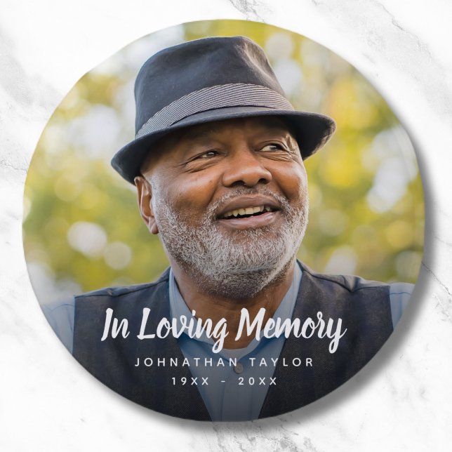Adesivo Redondo Funeral Personalizada do tributo Memorial Personal (Photo Memorial Sticker Label)