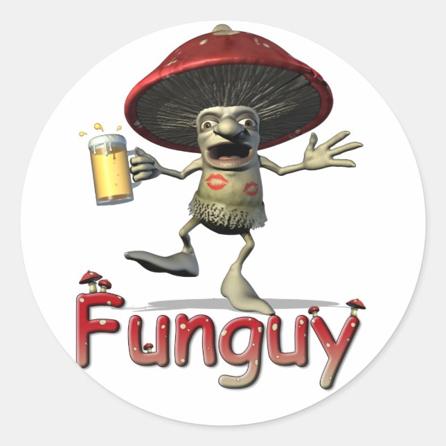 Adesivo Redondo Funguy Mushroom Stickers (Frente)