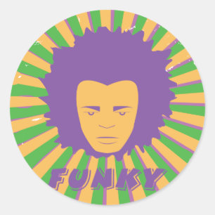 Adesivo Redondo Funk ~ Funky Retro 80 anos 1980 Disco Man