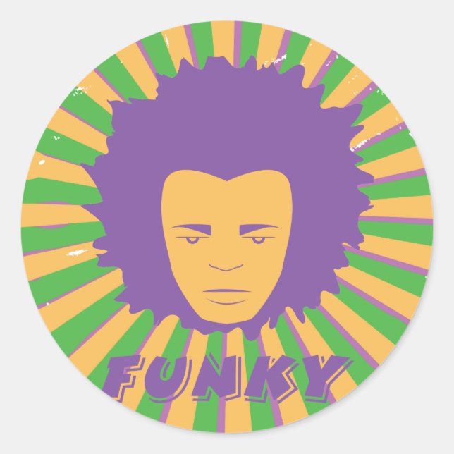 Adesivo Redondo Funk ~ Funky Retro 80s 1980s Disco Man (Frente)
