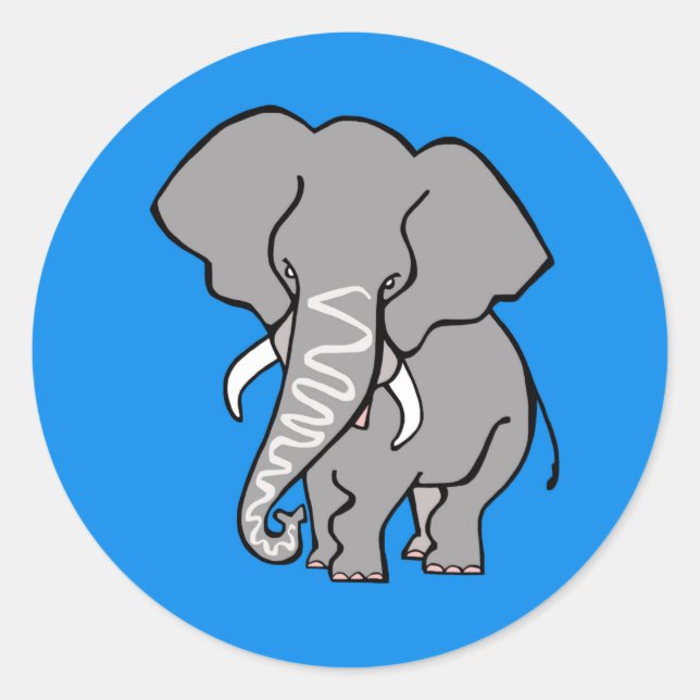 Adesivo Redondo Funky African ELEPHANT - Nature - Blue Sticker (Frente)