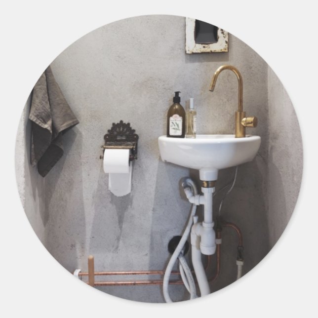 Adesivo Redondo Funky Bathroom (Frente)