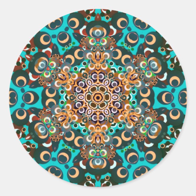 Adesivo Redondo Funky Groovy Mandala (Frente)