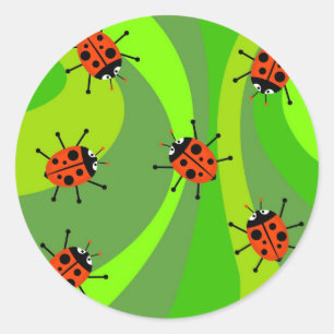 Adesivo Redondo Funky Ladybugs