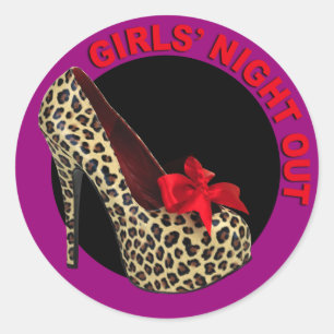 Adesivo Redondo Funky Leopard Stiletto Girls Night Out
