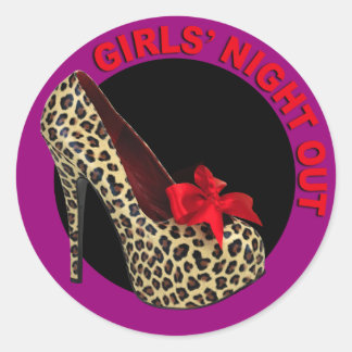 Adesivo Redondo Funky Leopard Stiletto Girls Night Out