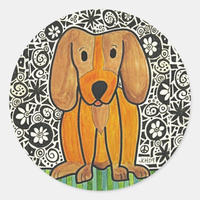 Adesivo Redondo Funky Puppy (Frente)