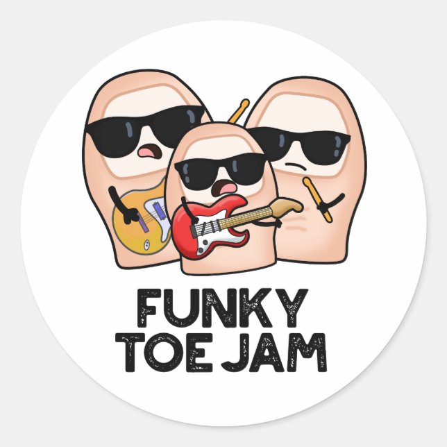 Adesivo Redondo Funky Toe Jam Funny Music Pun (Frente)