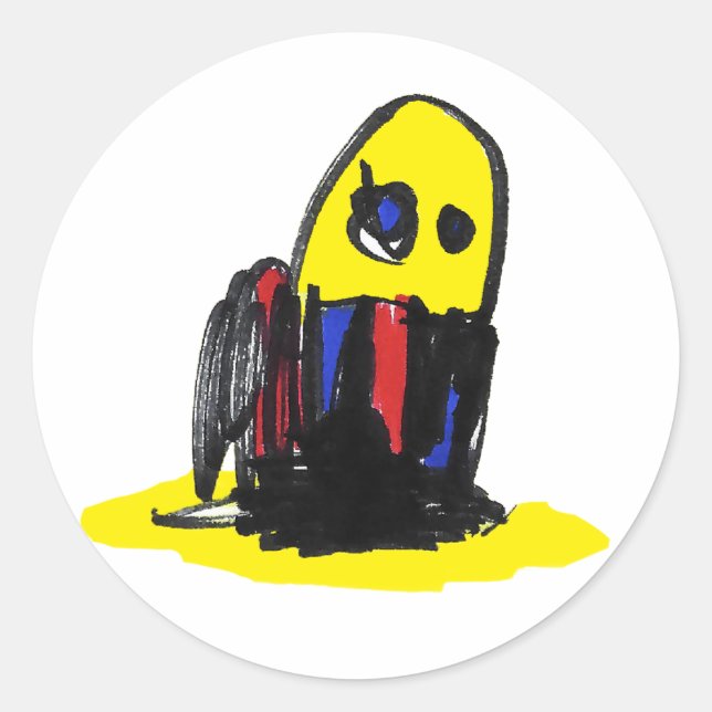Adesivo Redondo Funky Yellow Man - Stickers Arredondados (Frente)