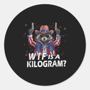 Adesivo Redondo Funny 4 De Julho Raccoon Usa Wtf É Kg Feral Amer