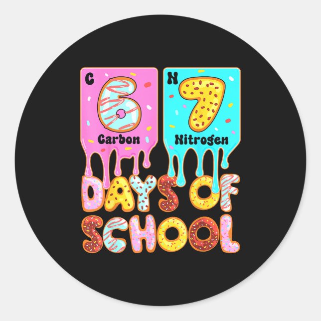 Adesivo Redondo Funny 67 Days Of School Meme Periodic Table Drip G (Frente)