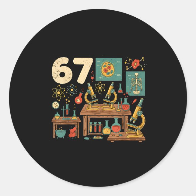 Adesivo Redondo Funny 67 Meme Science Teacher Students Six Seven M (Frente)