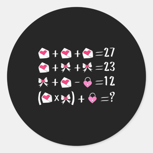 Adesivo Redondo Funny 67 Meme Valentine Math Teacher Bow Six Seven (Frente)