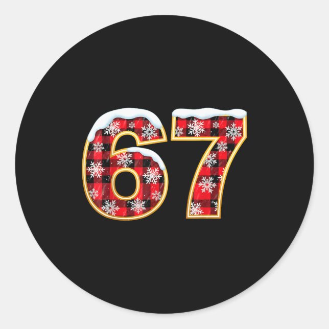 Adesivo Redondo Funny 67 Six Seven Meme Brainrot Cringe Christmas  (Frente)